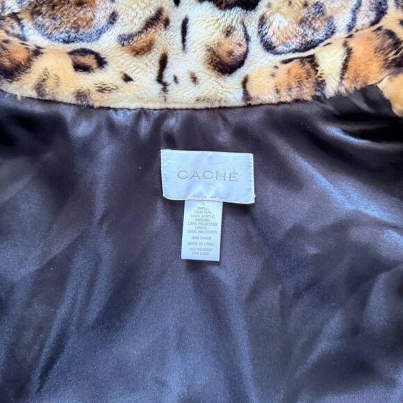 Cache Leopard Print Brown/Orange Faux Fur Coat | Size XL - Picture 4 of 5